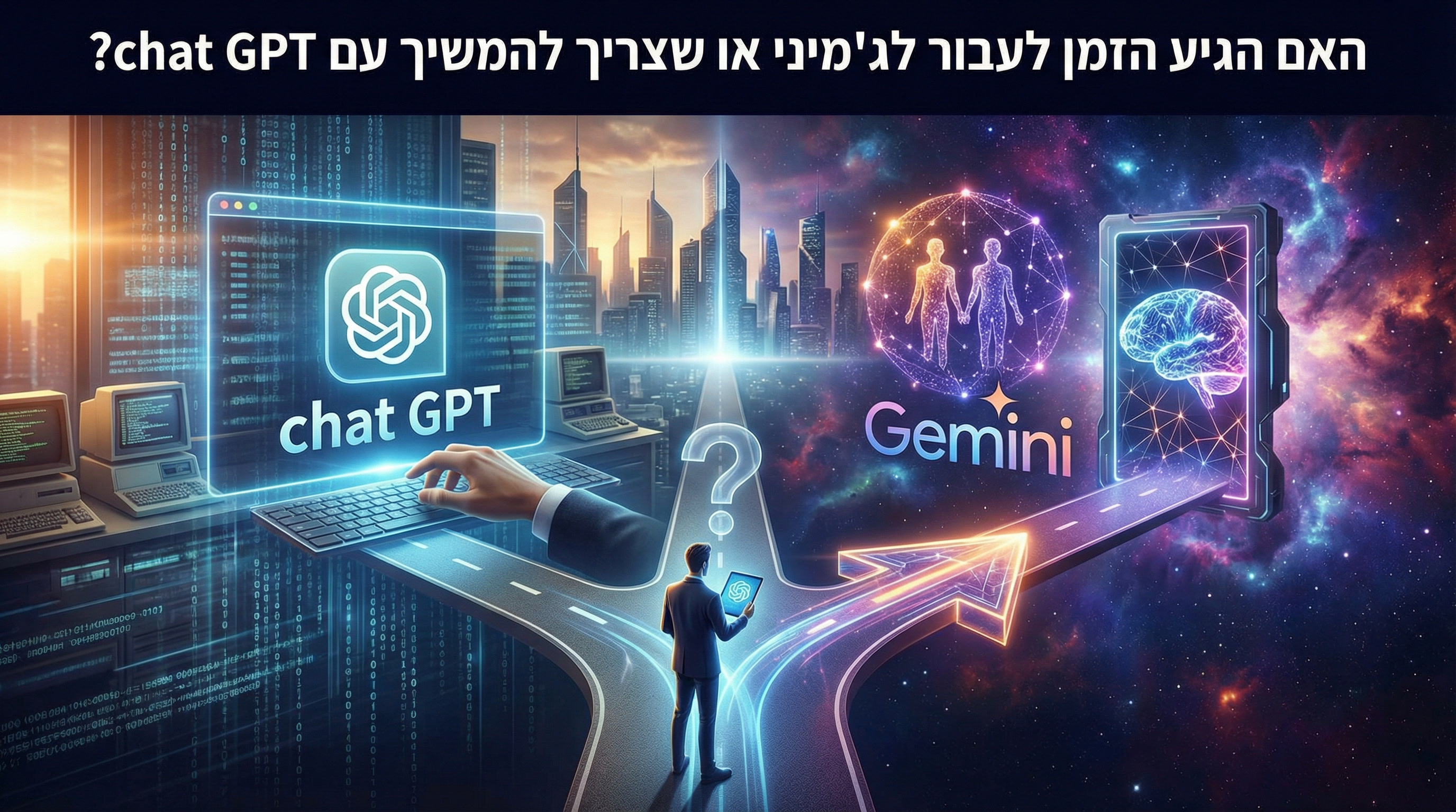 תמונת מאמר: האם הגיע הזמן לעבור לג'מיני או שצריך להמשיך עם chat GPT?  